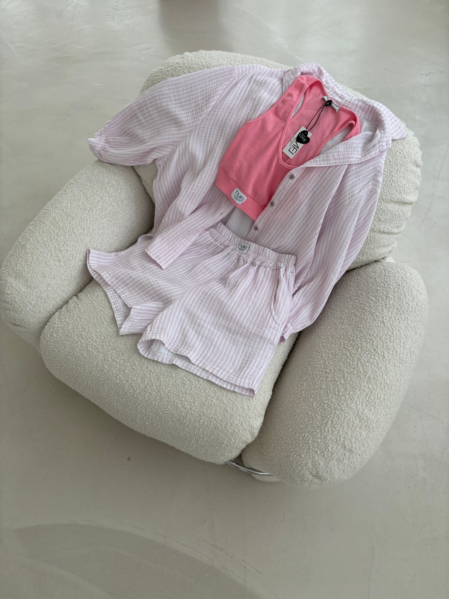 Musselin Bluse hellrosa SOFT STRIPES white