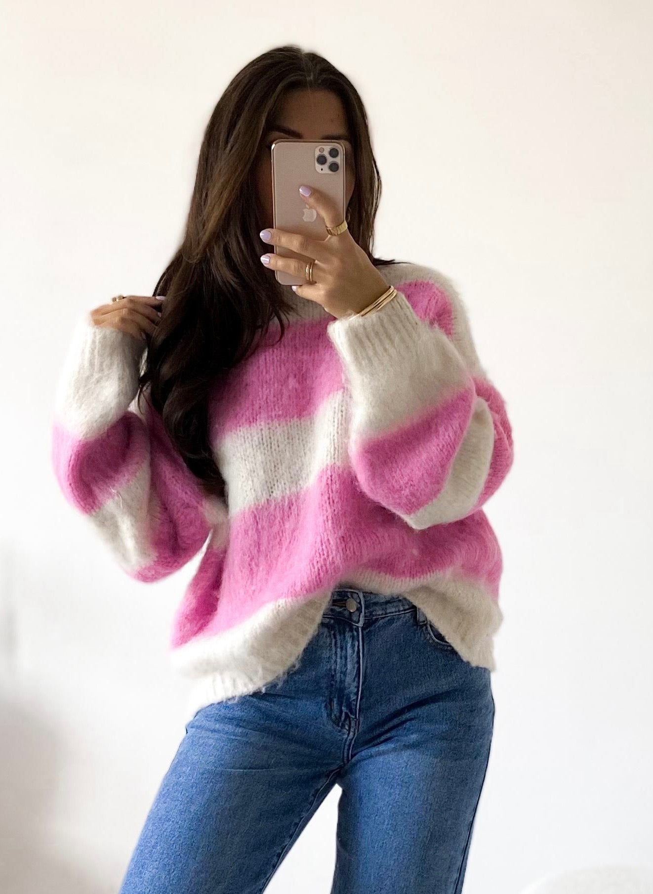 Pullover STRIPES creamy pink