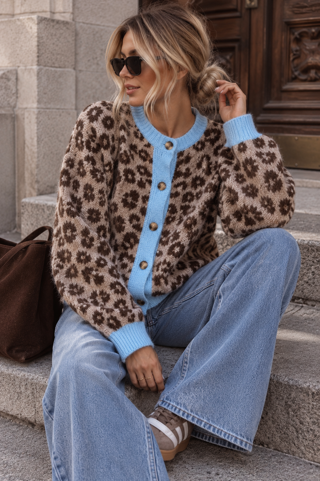 Strickjacke taupe WILD&COZY taupe blau