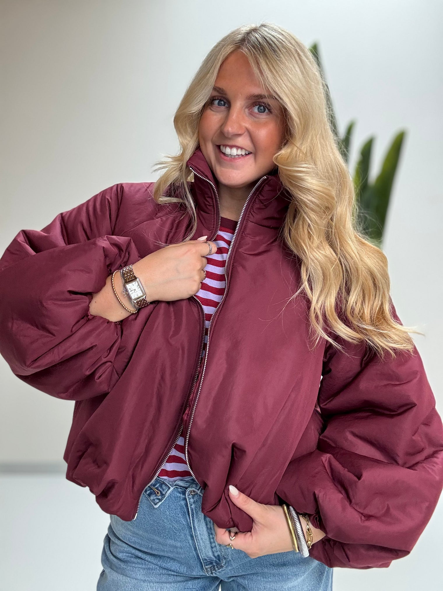Jacke PUFFY POWER mit Reißverschluss burgundy