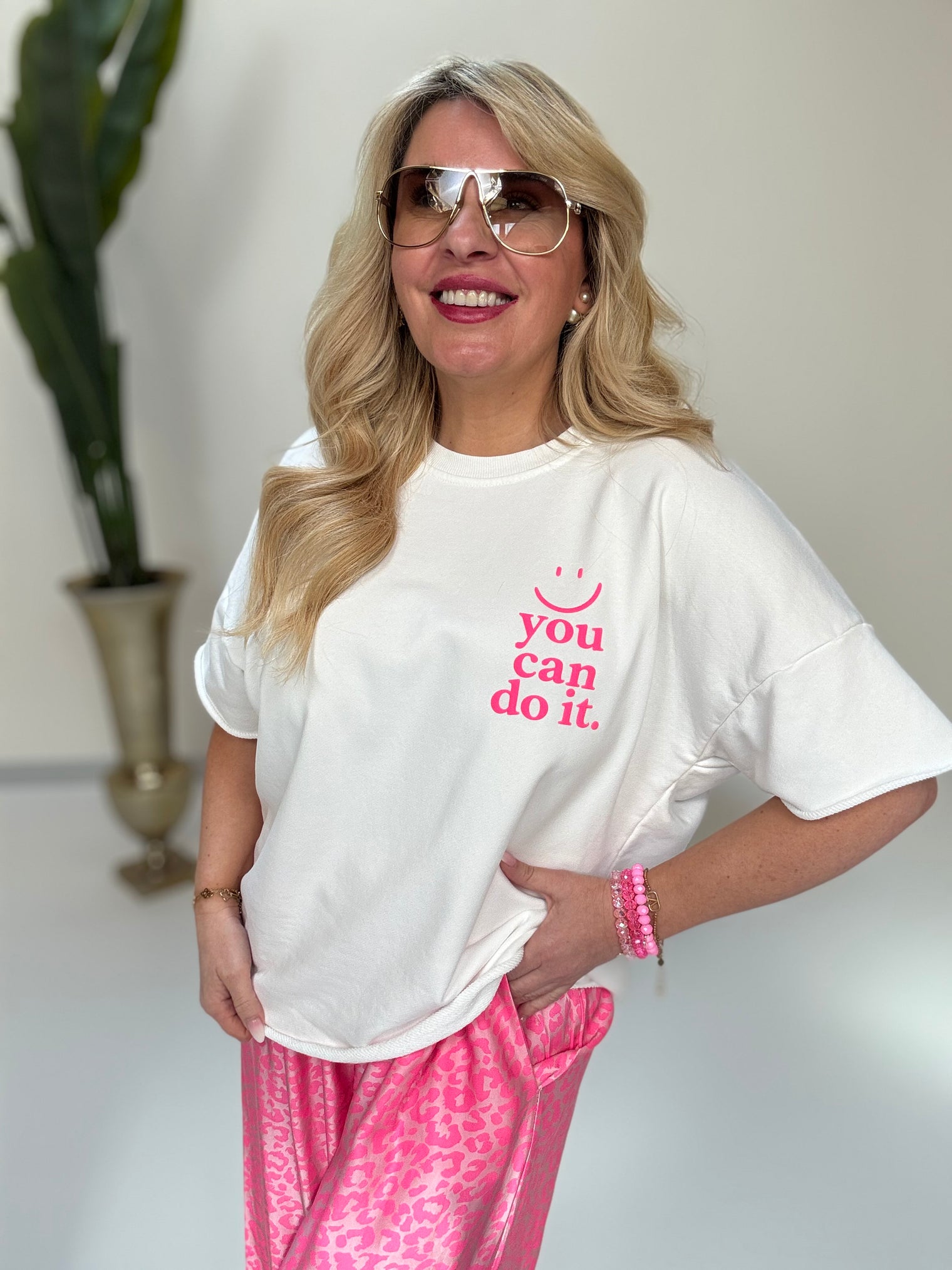 Kurz Arm Sweater you Can do it CLUB weiß