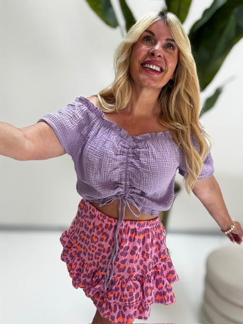 Musselin Carmen Bluse SUNNY DAY Flieder