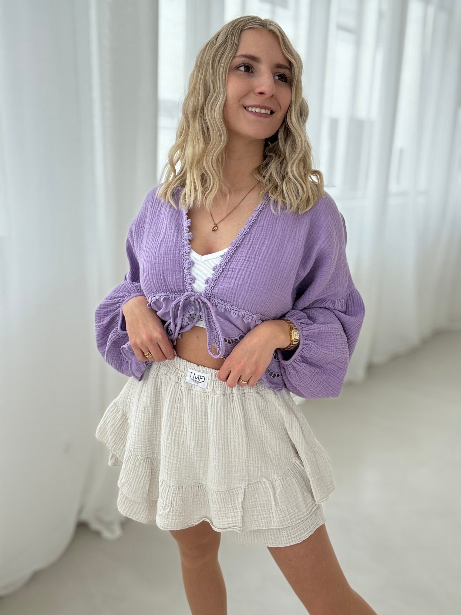 Musselin Hosenrock BEIGE mit Patch