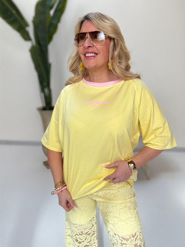 Statement Shirt buttermilk lemon C’est la vie Paris rosa