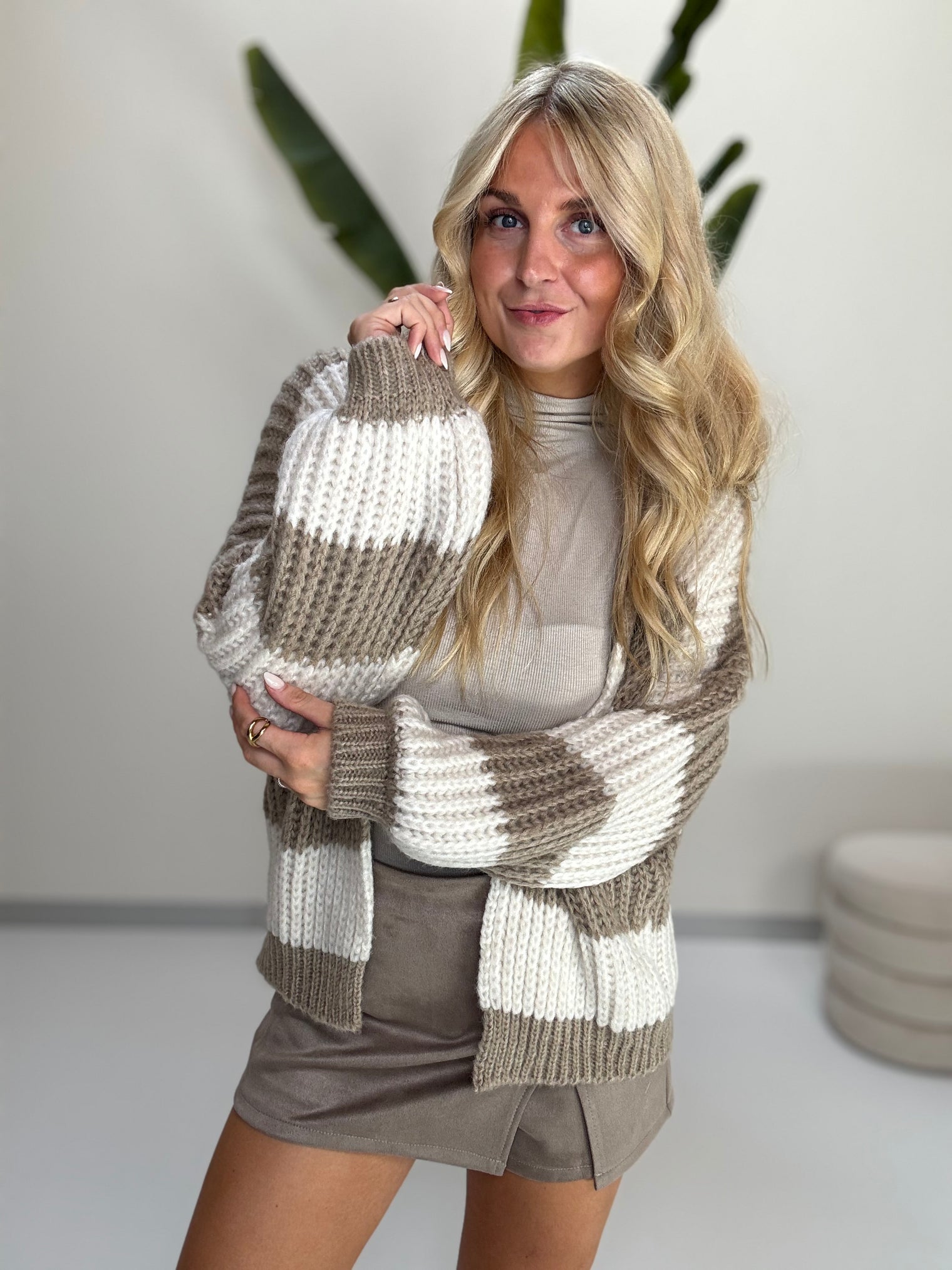 Strickjacke ONLY COZY VIBES creme/soft taupe