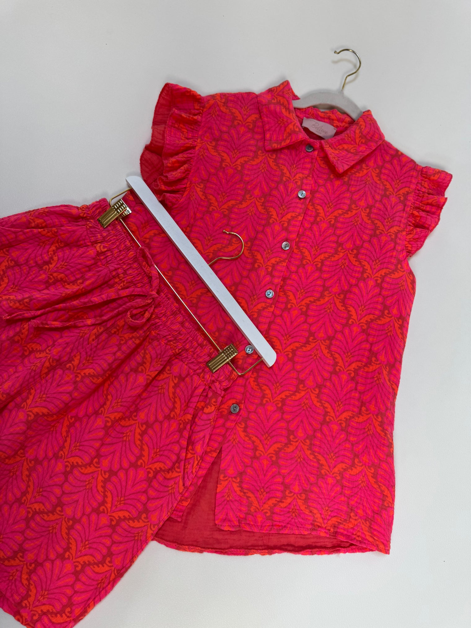 Ärmellose Musselin Bluse fuchsia SUMMER MEMORIES hot pink/orange