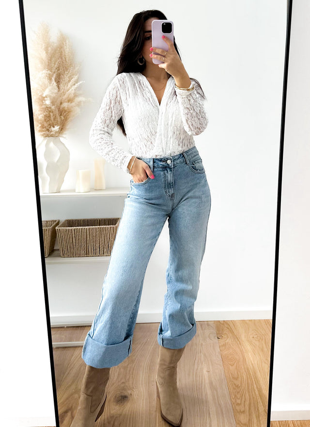 Body aus Spitze in weiß