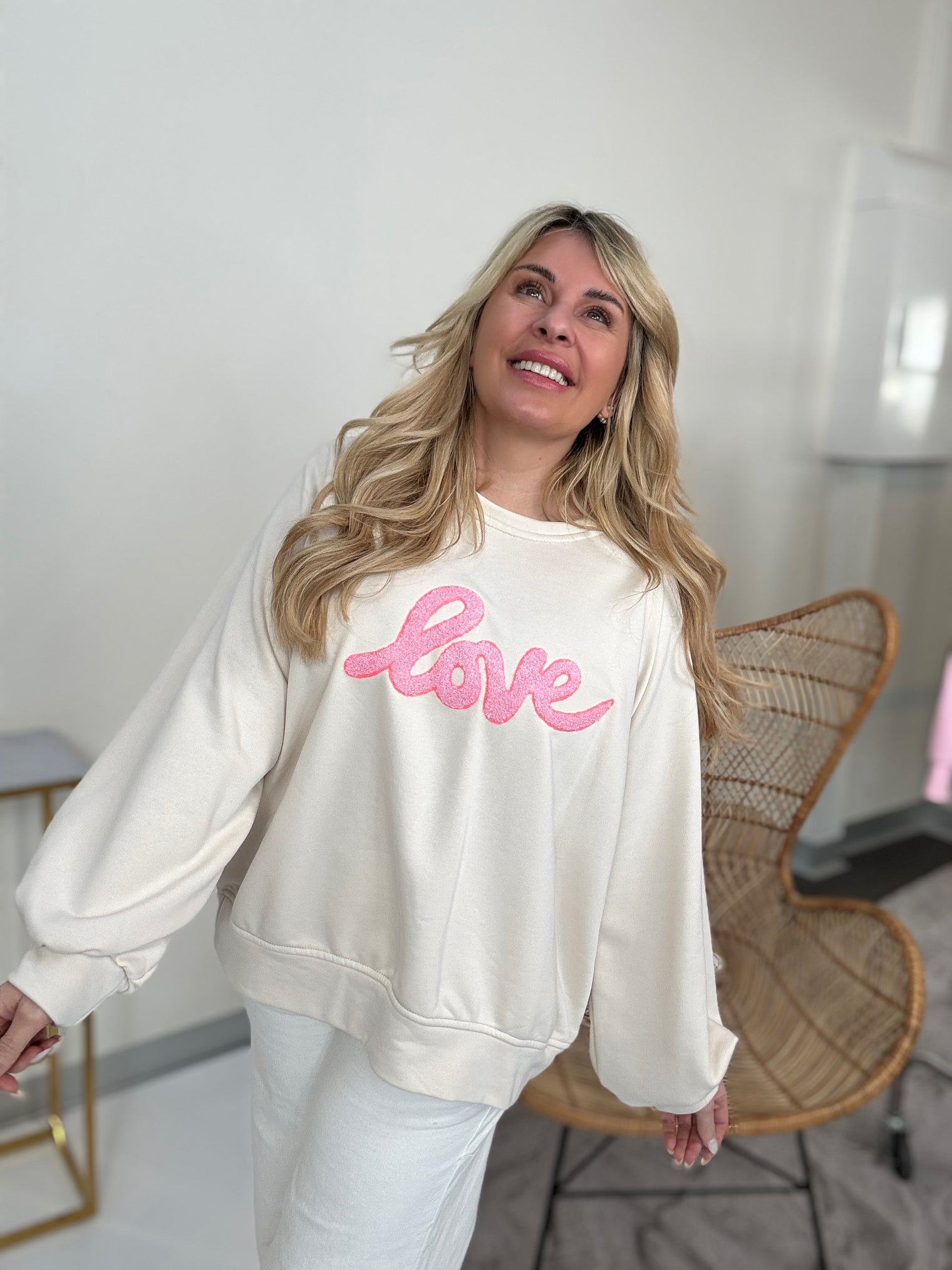 Sweater LOVE creme/rosa