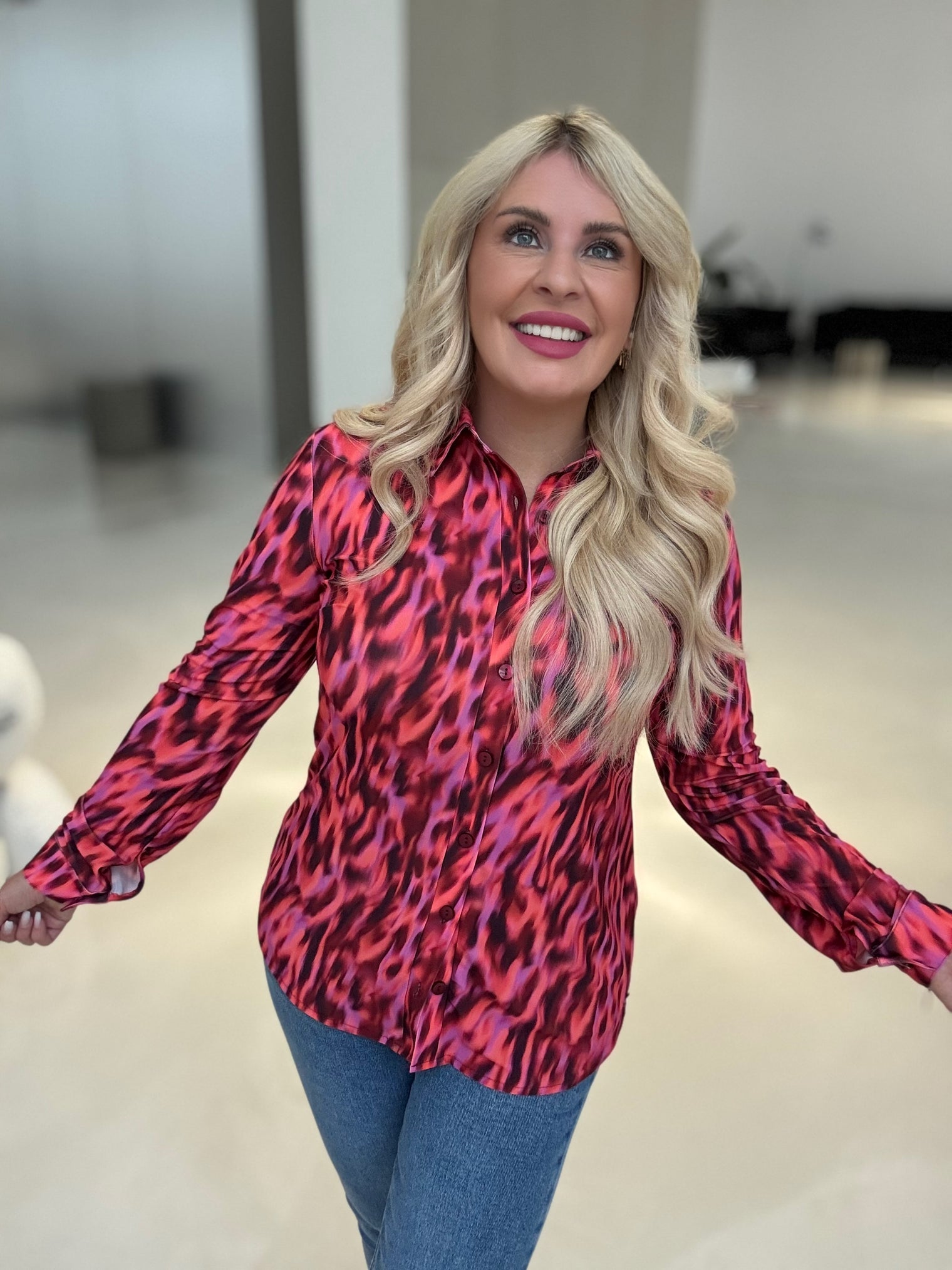 Taillierte Bluse PINK FEVER langarm