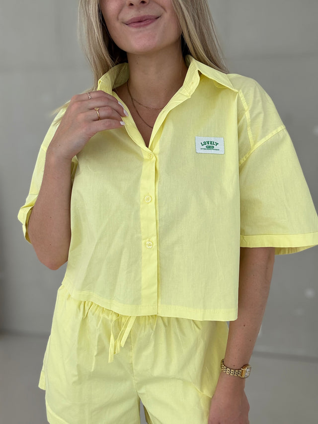 Bluse kurzarm soft yellow LOVELY