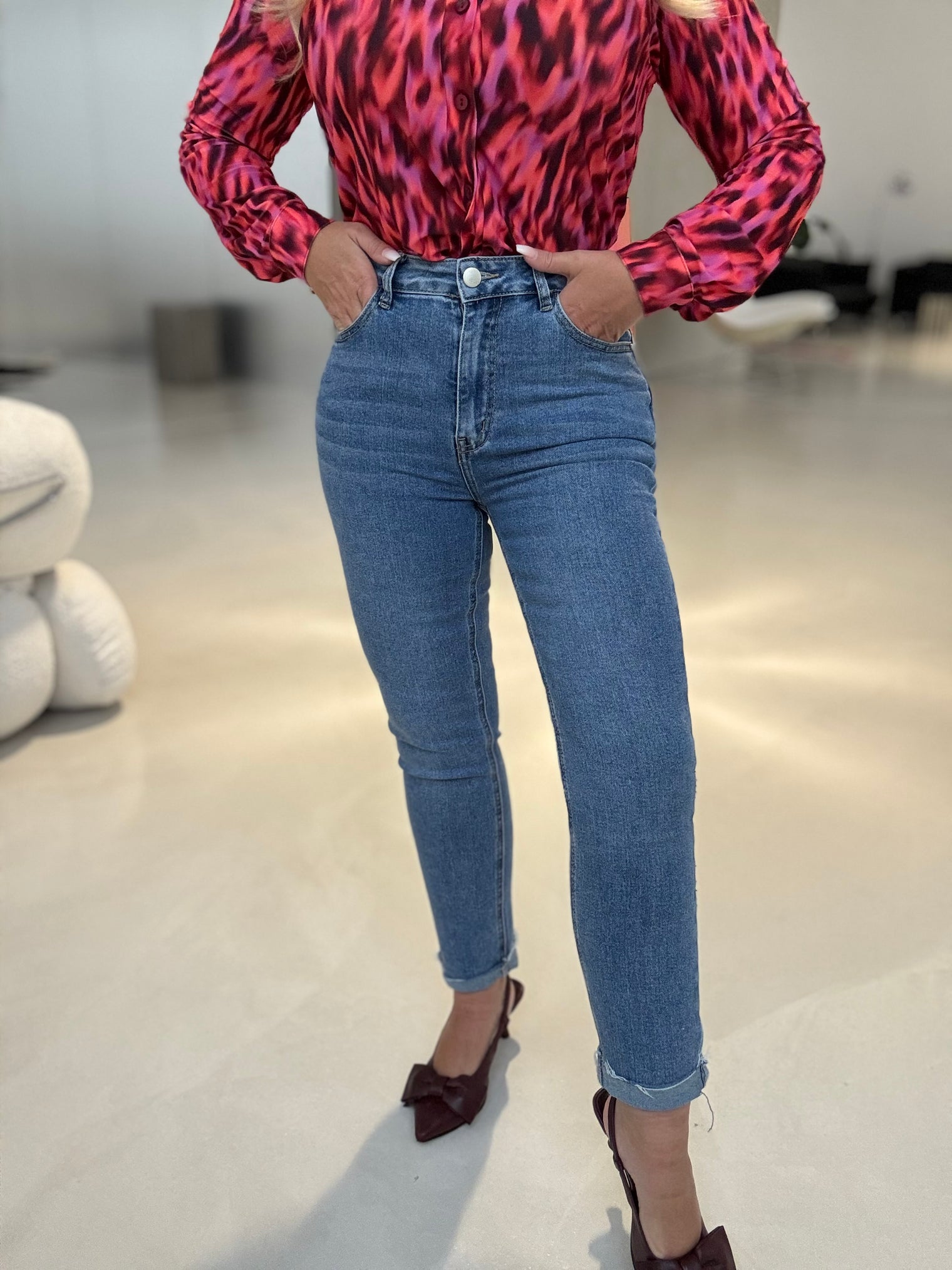 Stretch Mom Jeans BLUE