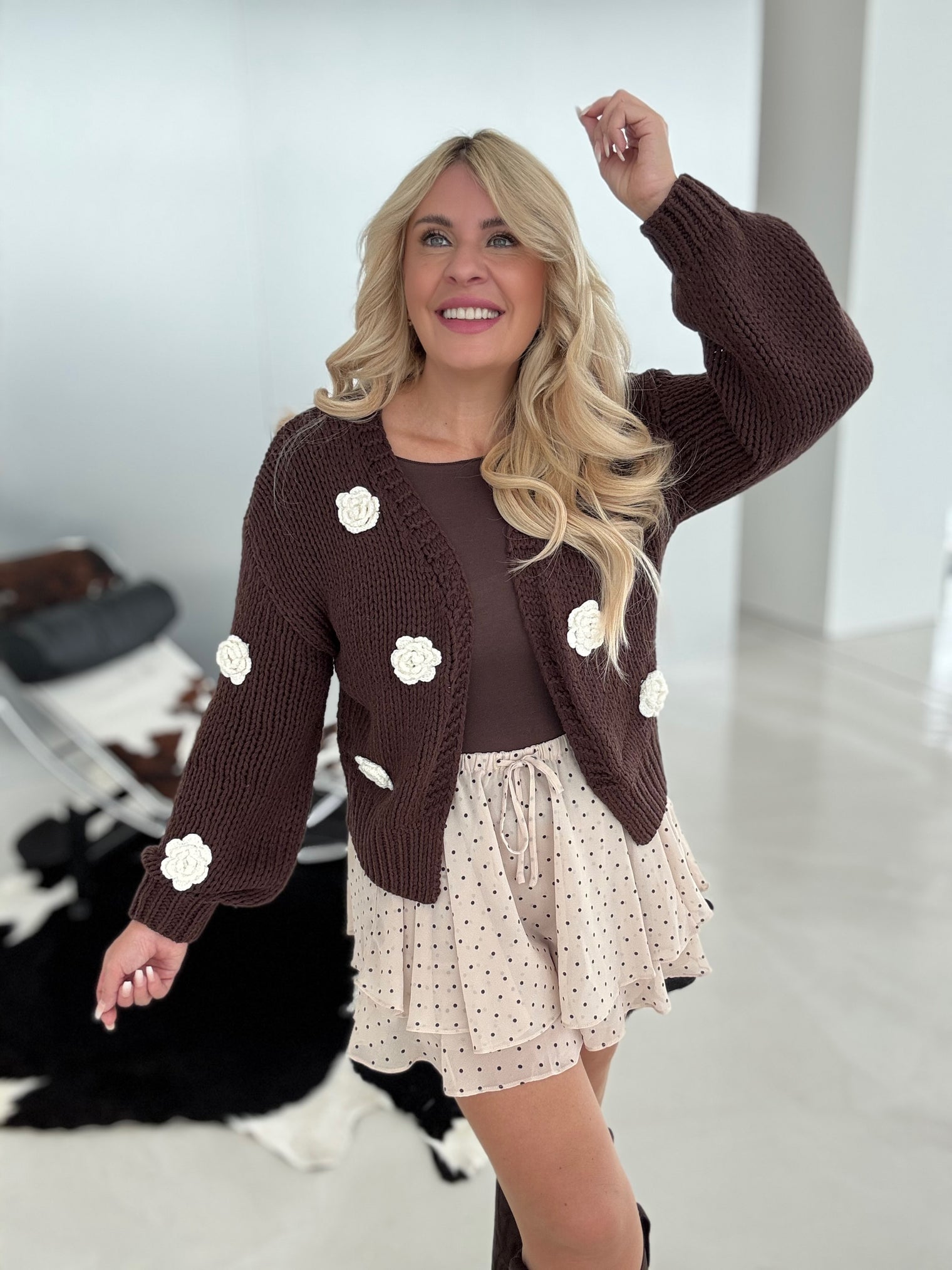 Strickjacke ROSES chocolate mousse