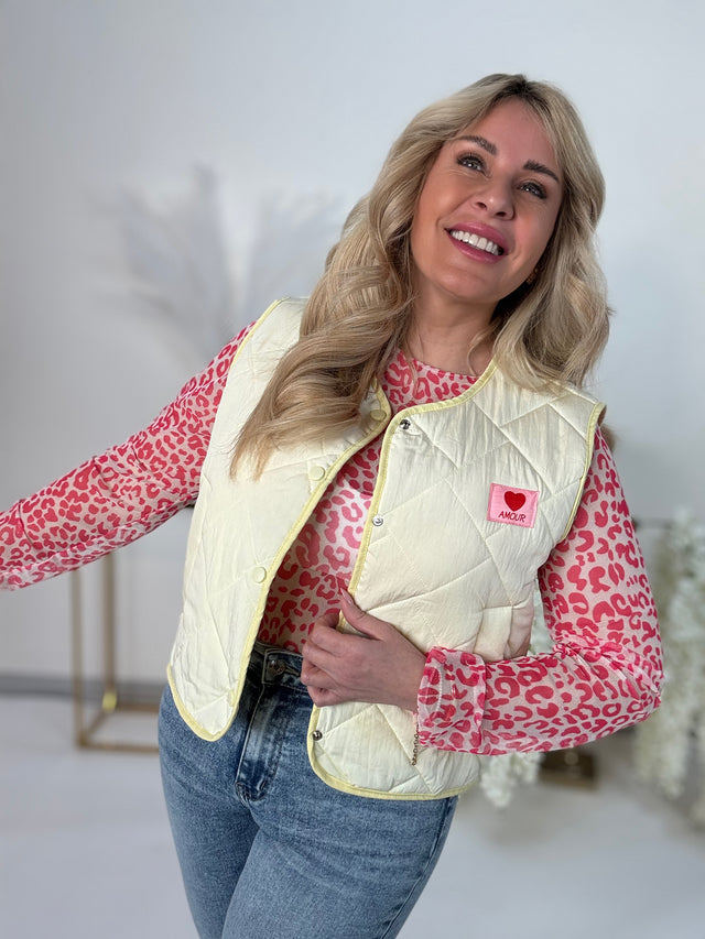 Puffy Weste Spring Lover mit Patch gelb