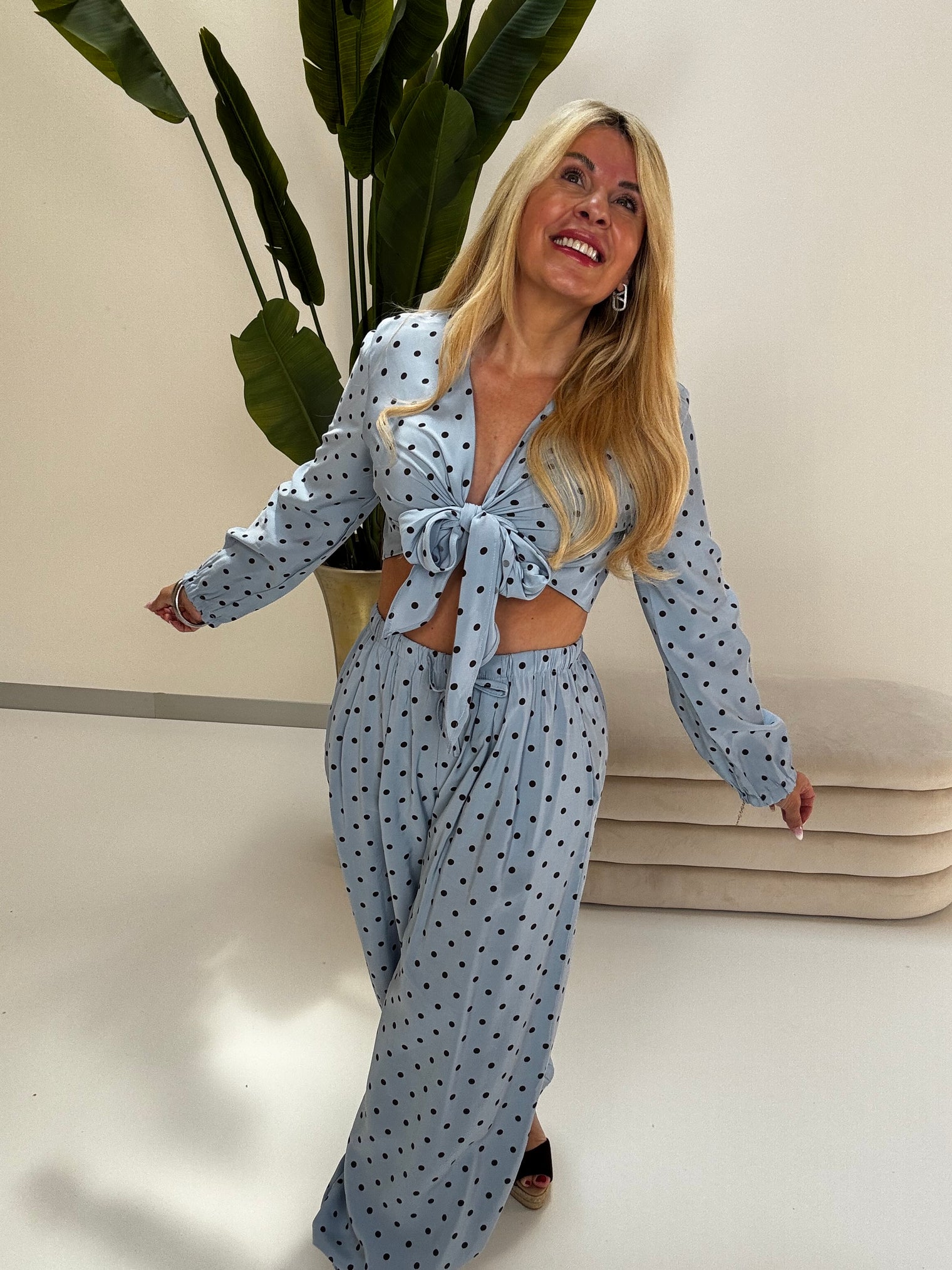 Bindebluse POLKA DOTS LOVE himmelblau/blueberry