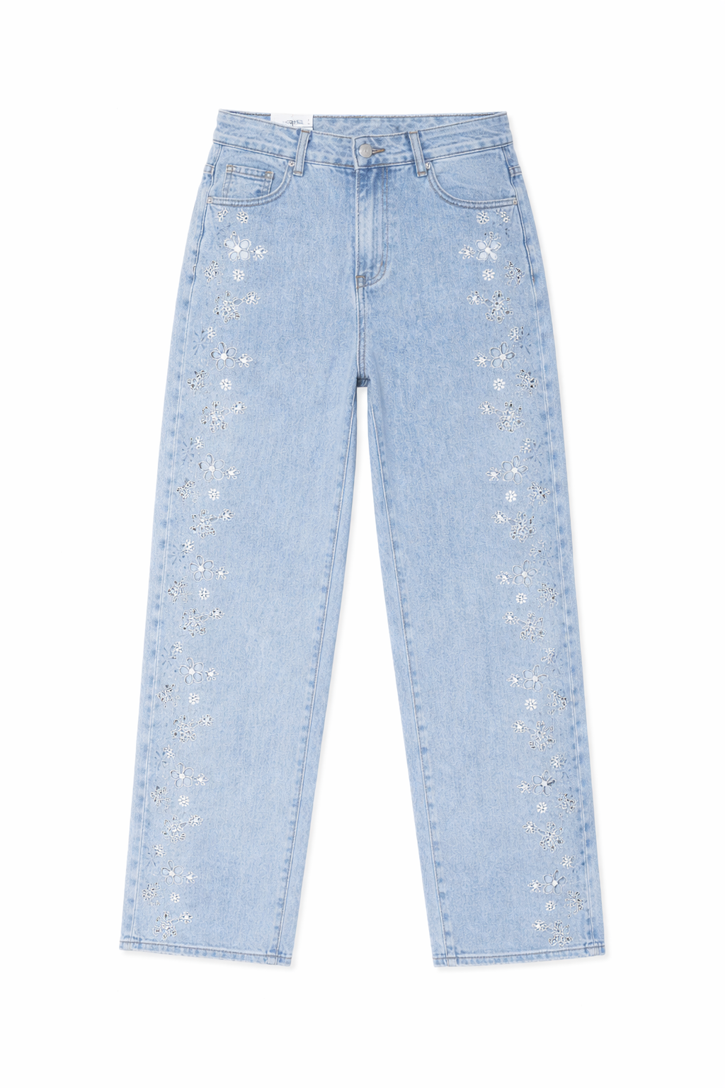 Stretch Jeans Wilde Leg mit Loch Strickerei