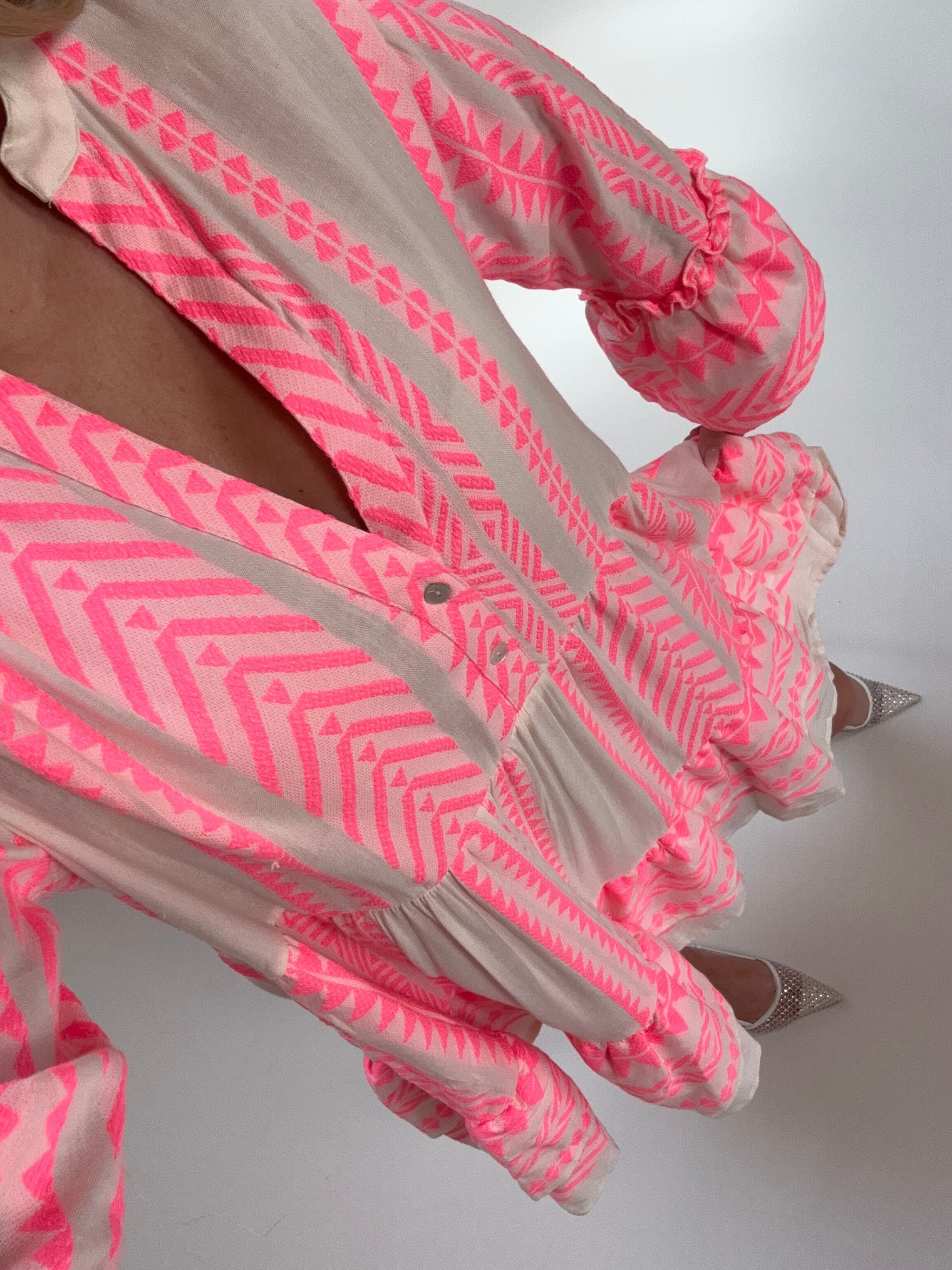 BOHO Kleid STYLE pink/weiss