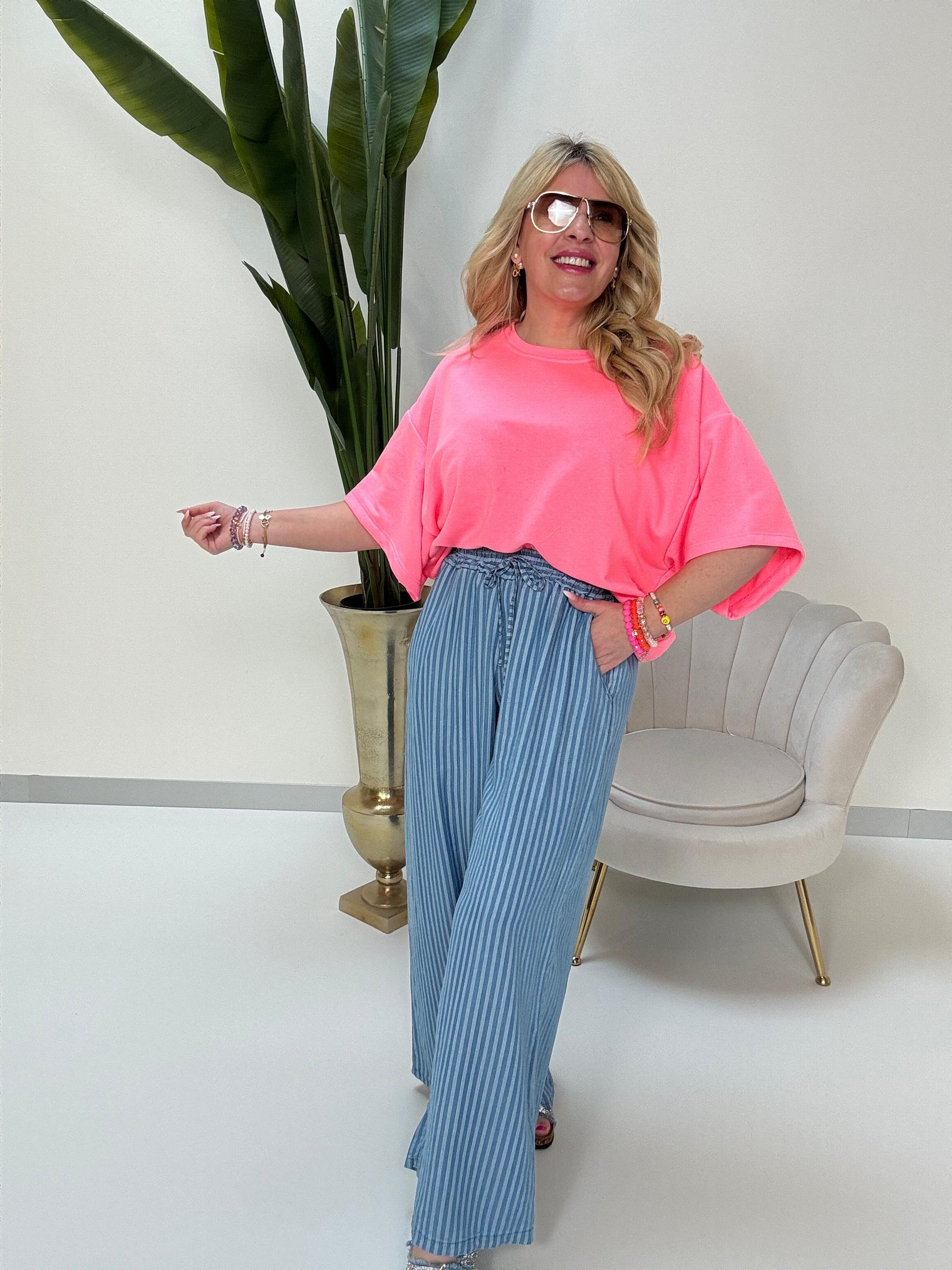 Hose SMALL STRIPES blau gestreift