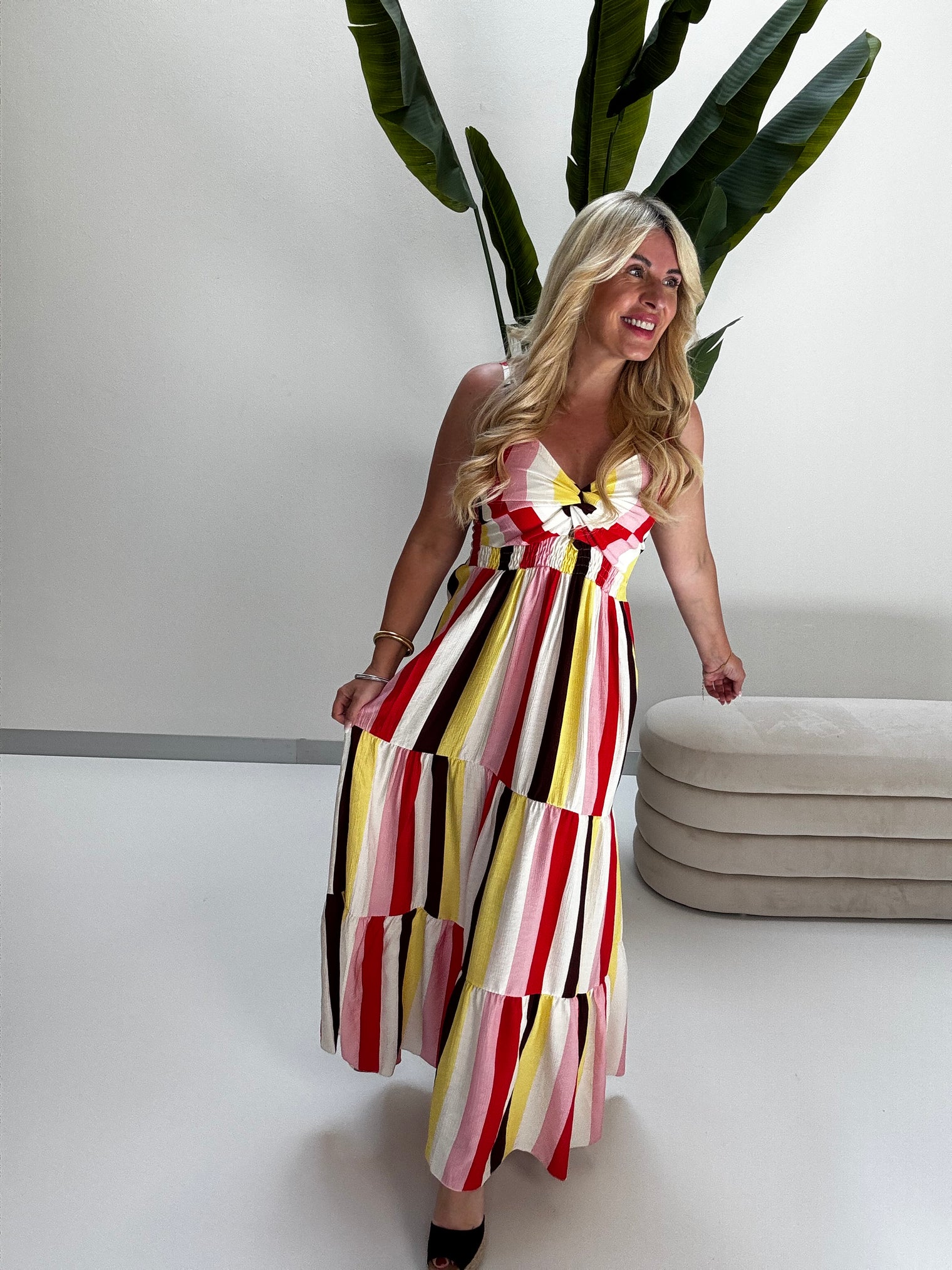 Luftiges Sommer Kleid FOREVER A BOHO GIRL rosa/weiß/buttermilk lemon/rot
