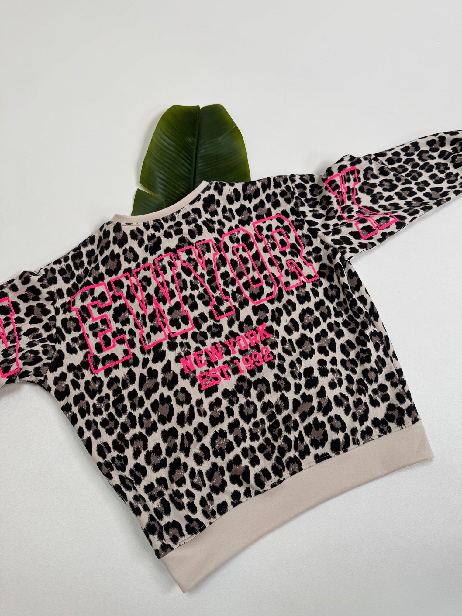 Butterstoff Pullover LEO mit Rückenprint NEW YORK beige