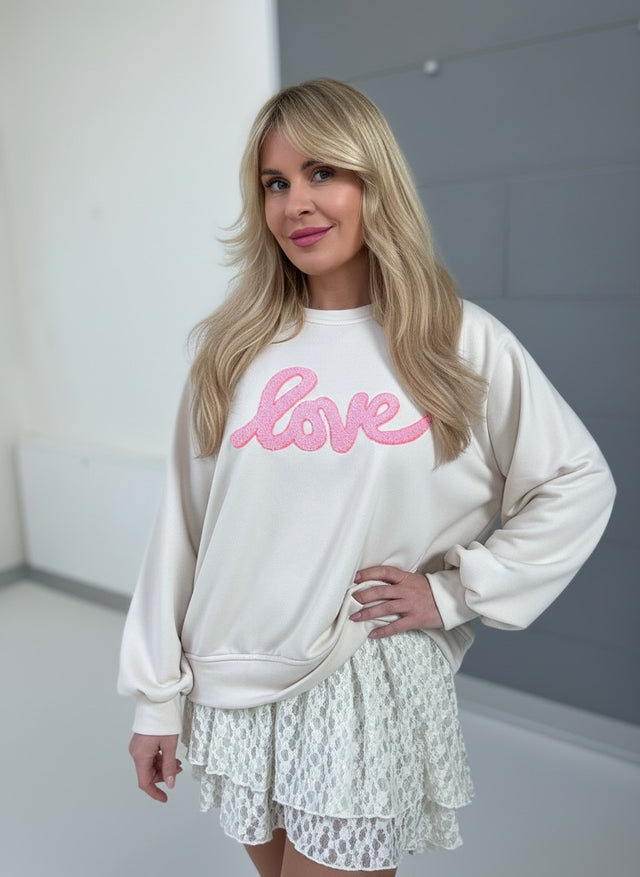 Sweater LOVE creme/rosa