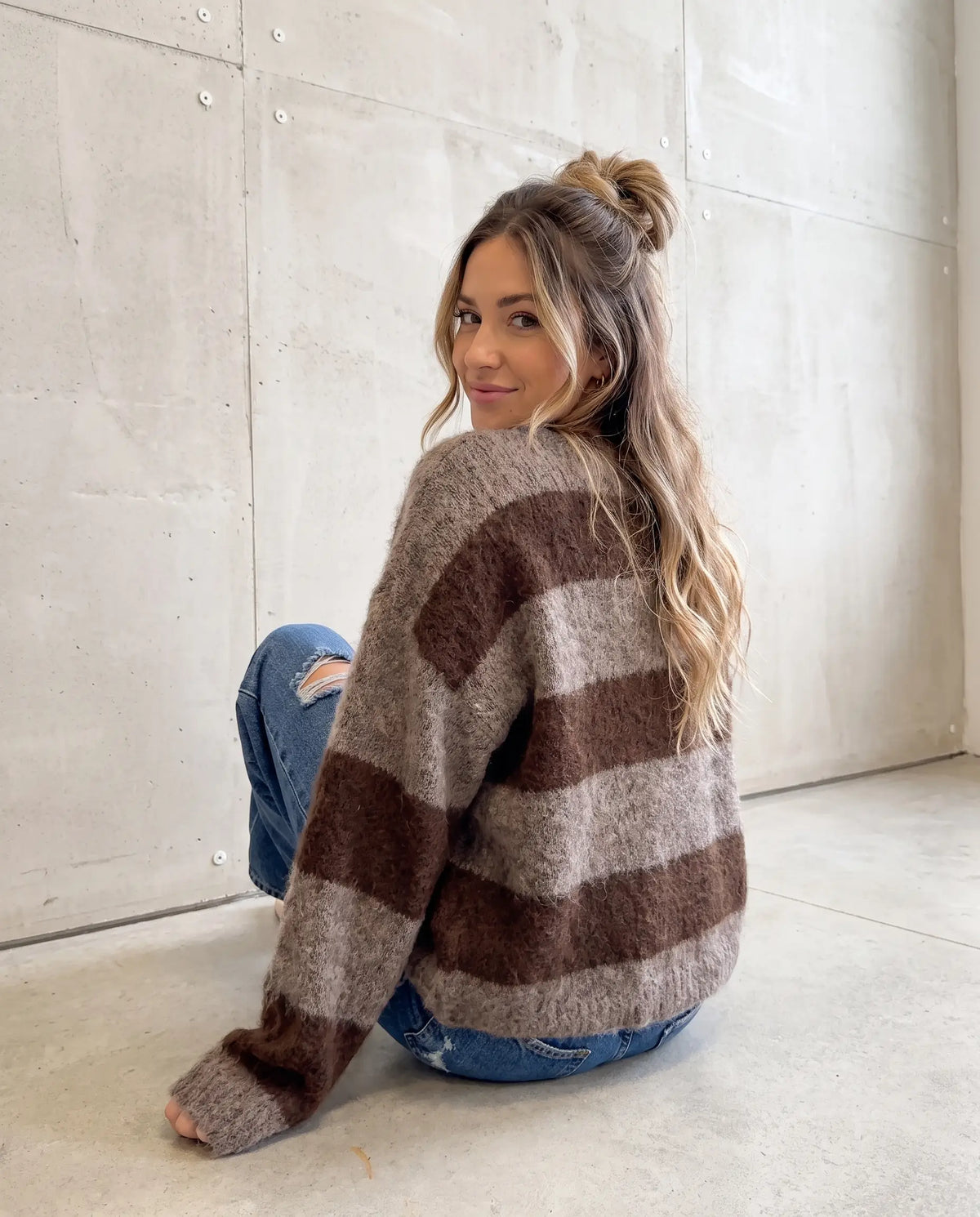 Kuschelweicher Strickpullover mit Alpakaanteil chocolate/taupe