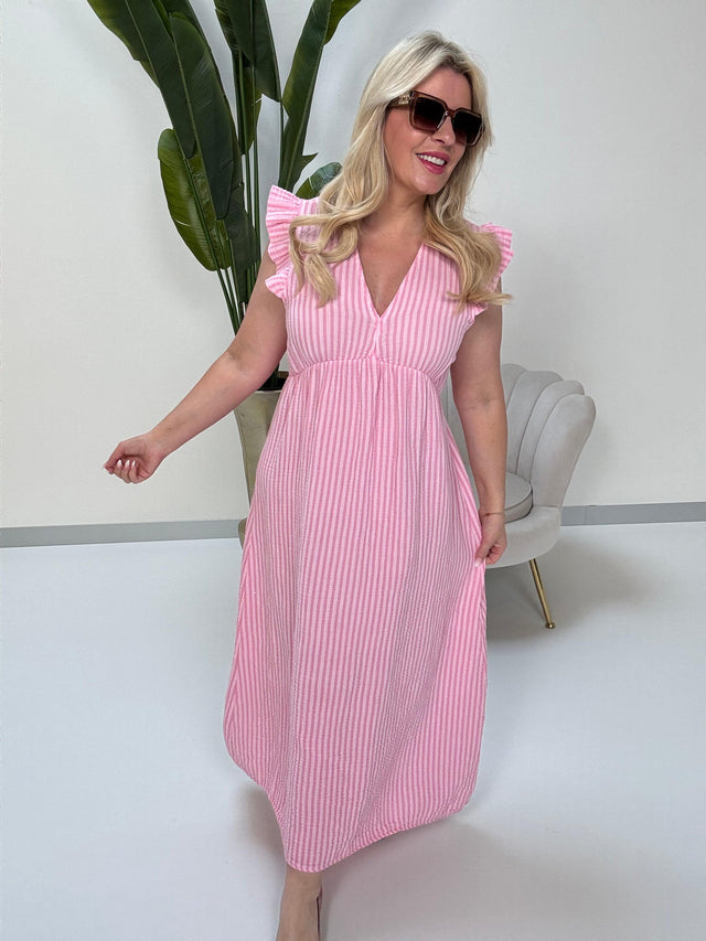 Signature Musselin Kleid hellrosa SMALL STRIPES pink