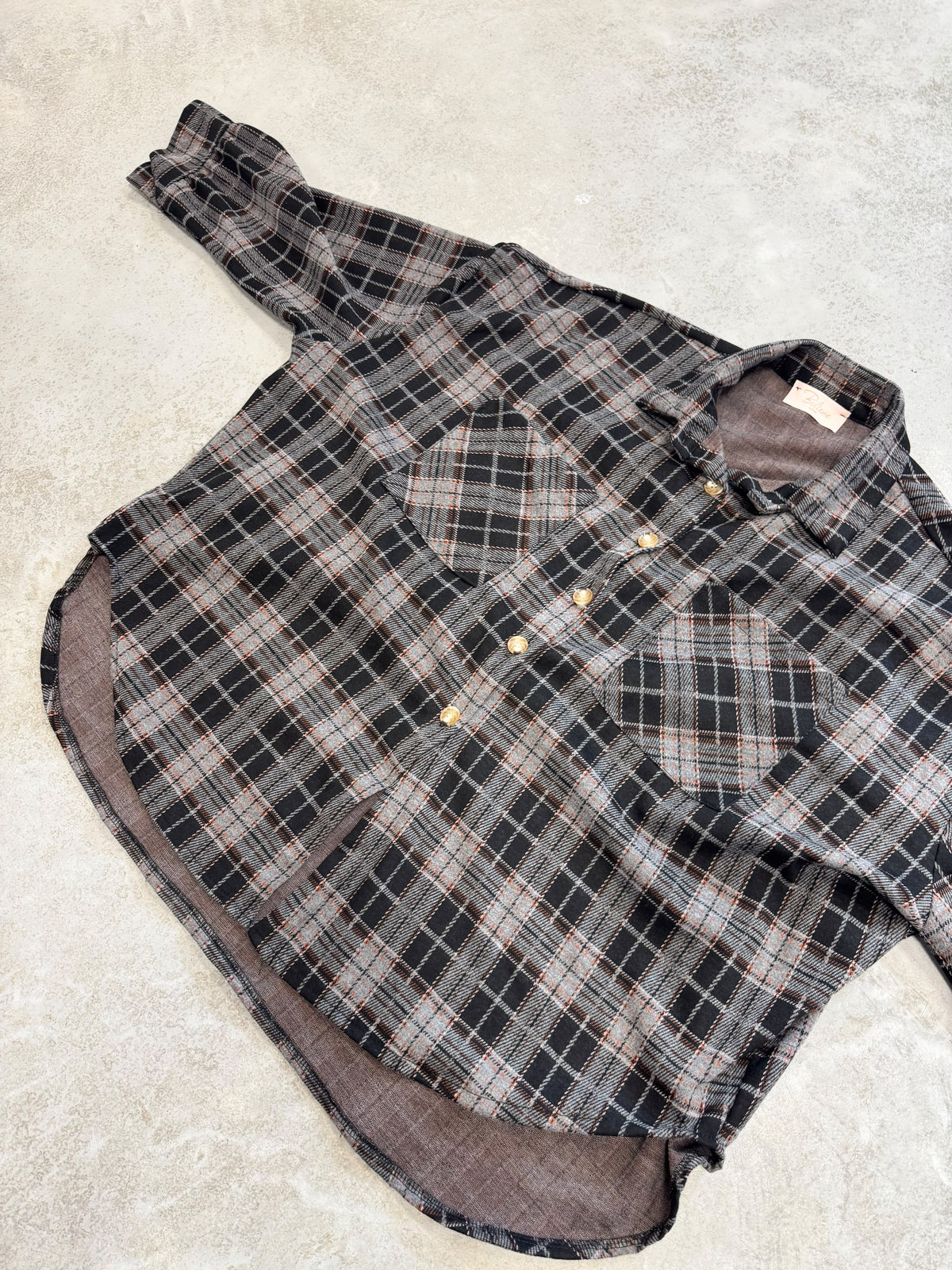 Weiches Oversize Flanellhemd kariert grau/schwarz