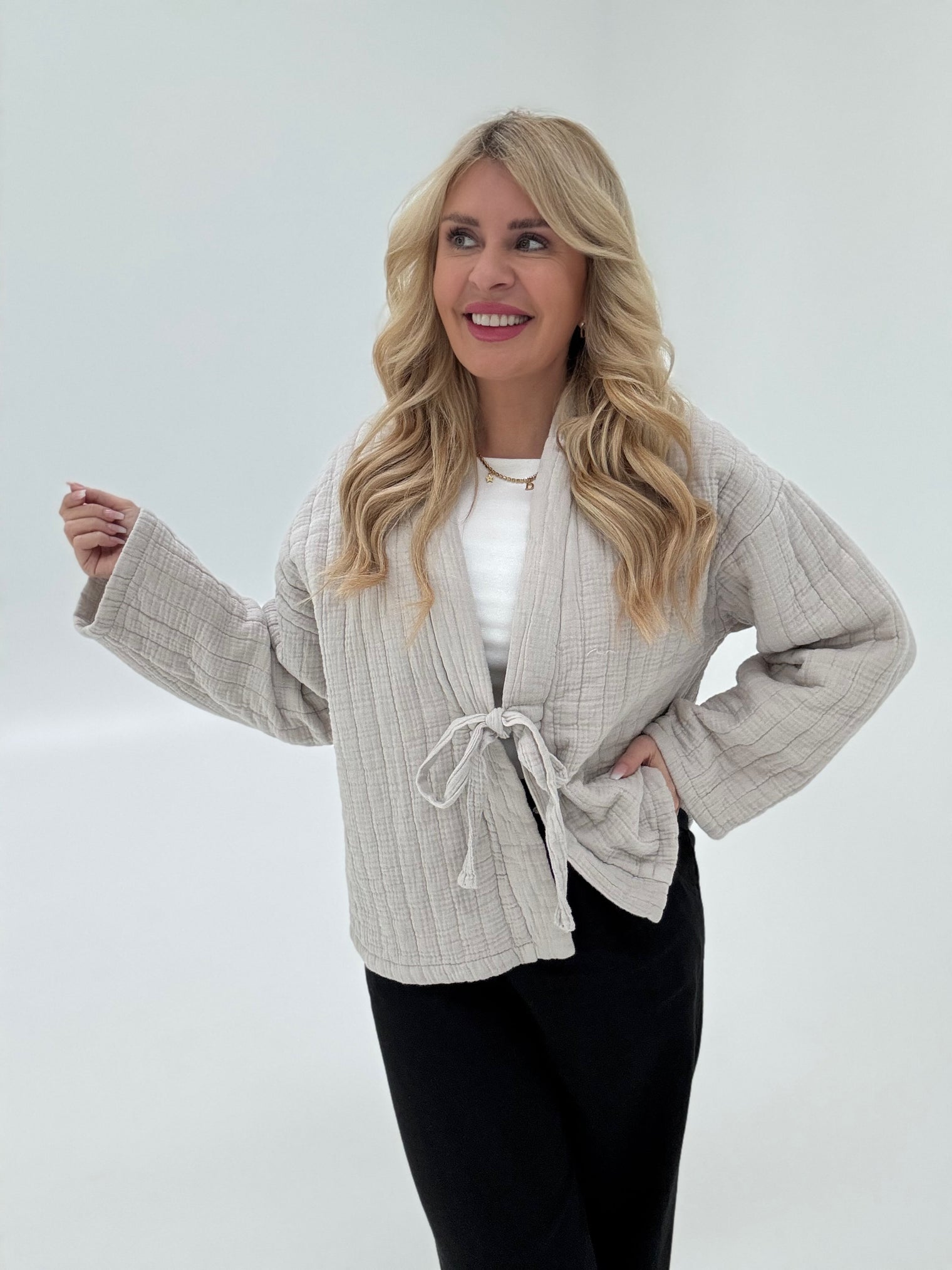 Signature Musselin Steppjacke zum binden BEIGE