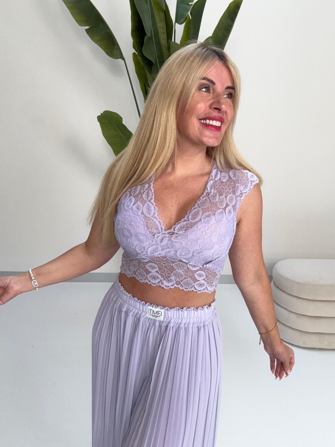 Top mit Spitze LACE ELEGANCE flieder