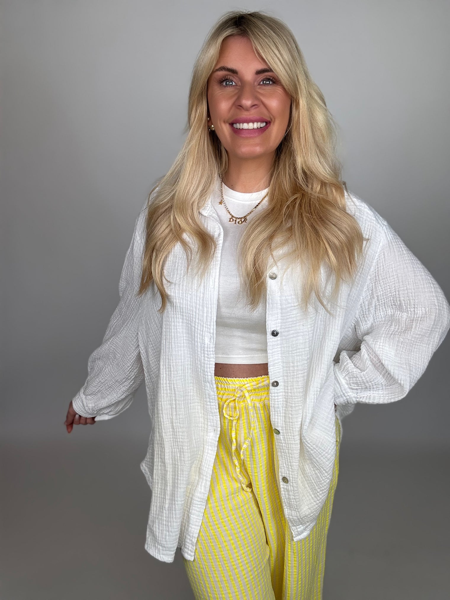 Signature Musselin Bluse WEIß