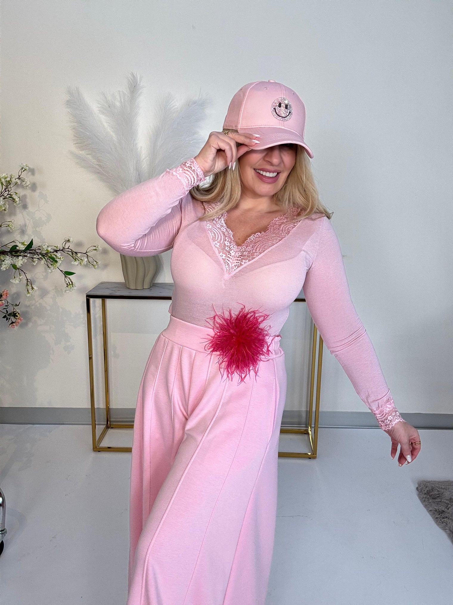 Stretchy Cashmere Langarmshirt Rosa