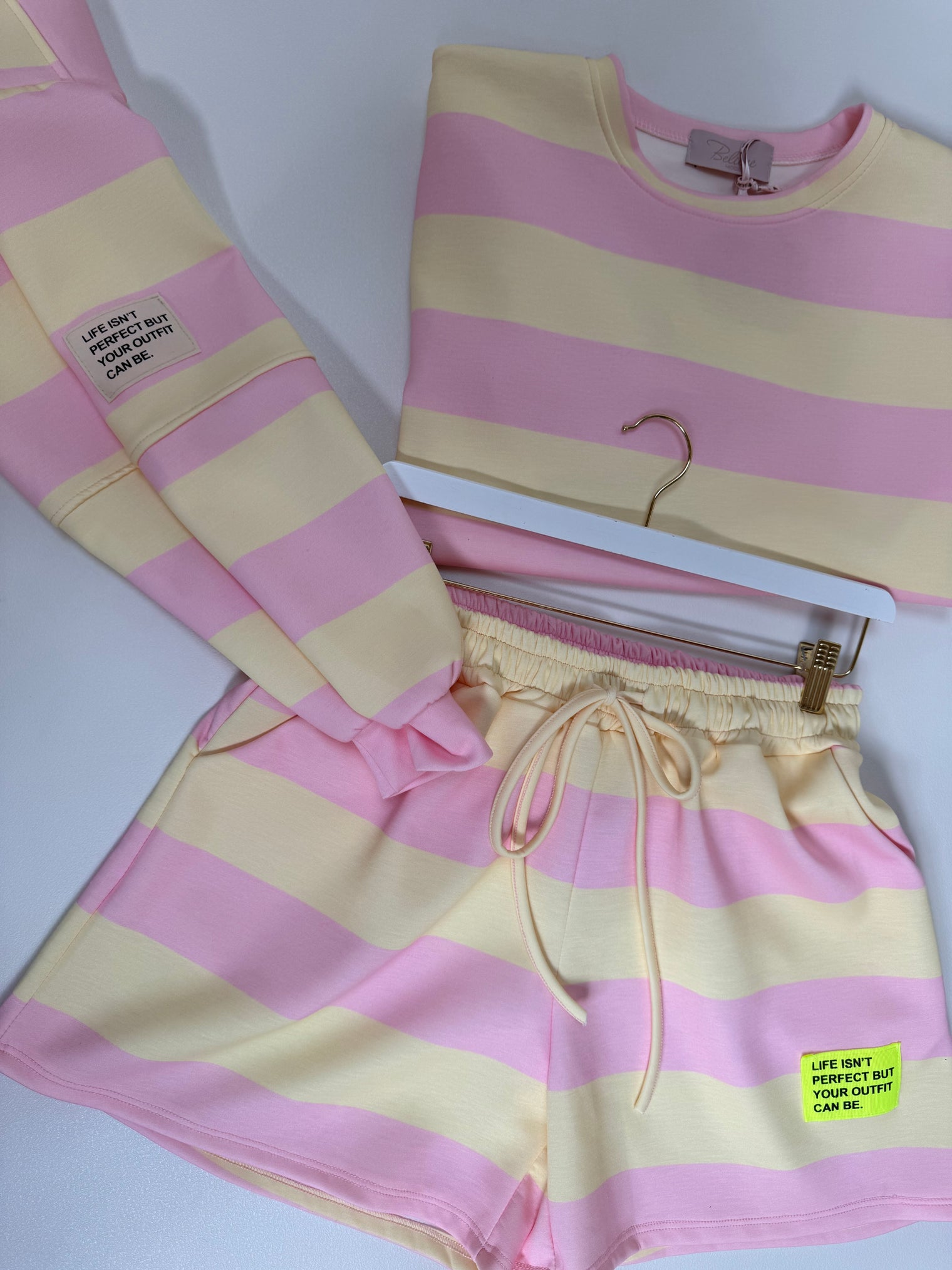 Butterstoff Sweater PERFECT OUTFIT rosa/gelb