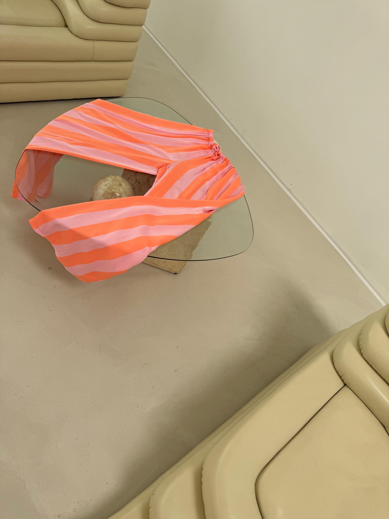 Hose mit Seide BLOCK STRIPES rosa/orange