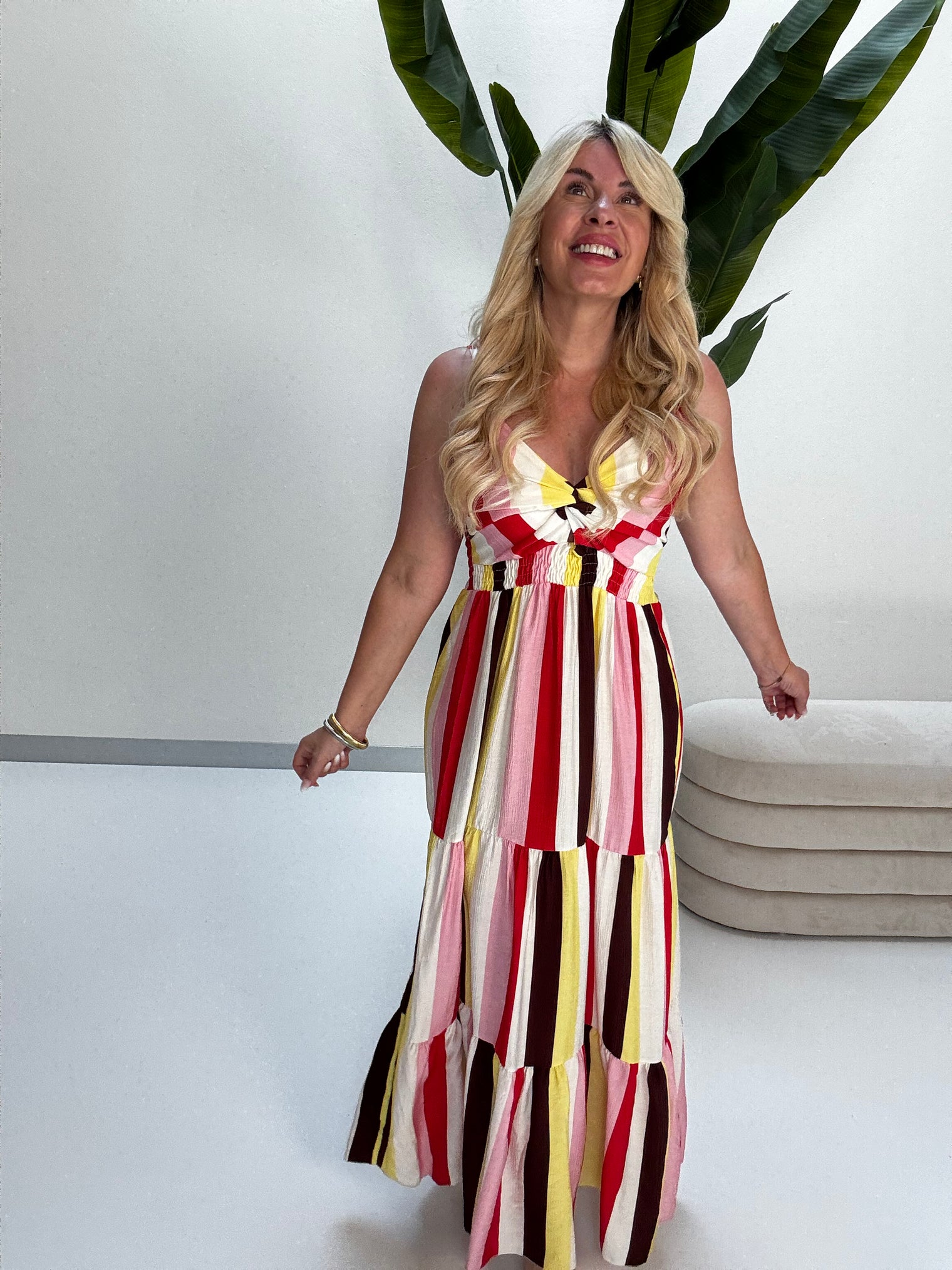 Luftiges Sommer Kleid FOREVER A BOHO GIRL rosa/weiß/buttermilk lemon/rot