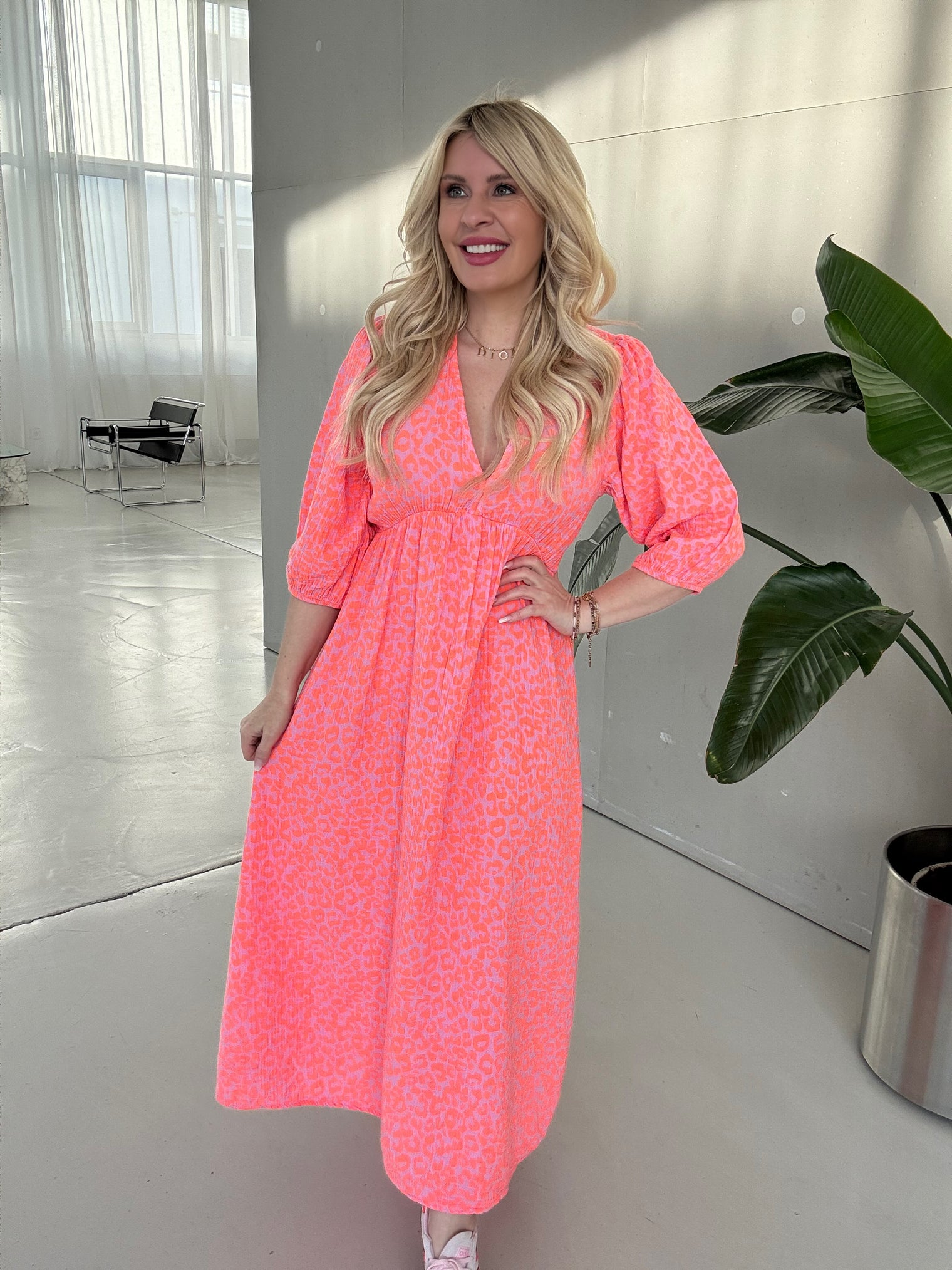 Musselin Kleid rosa LEO LOVER orange