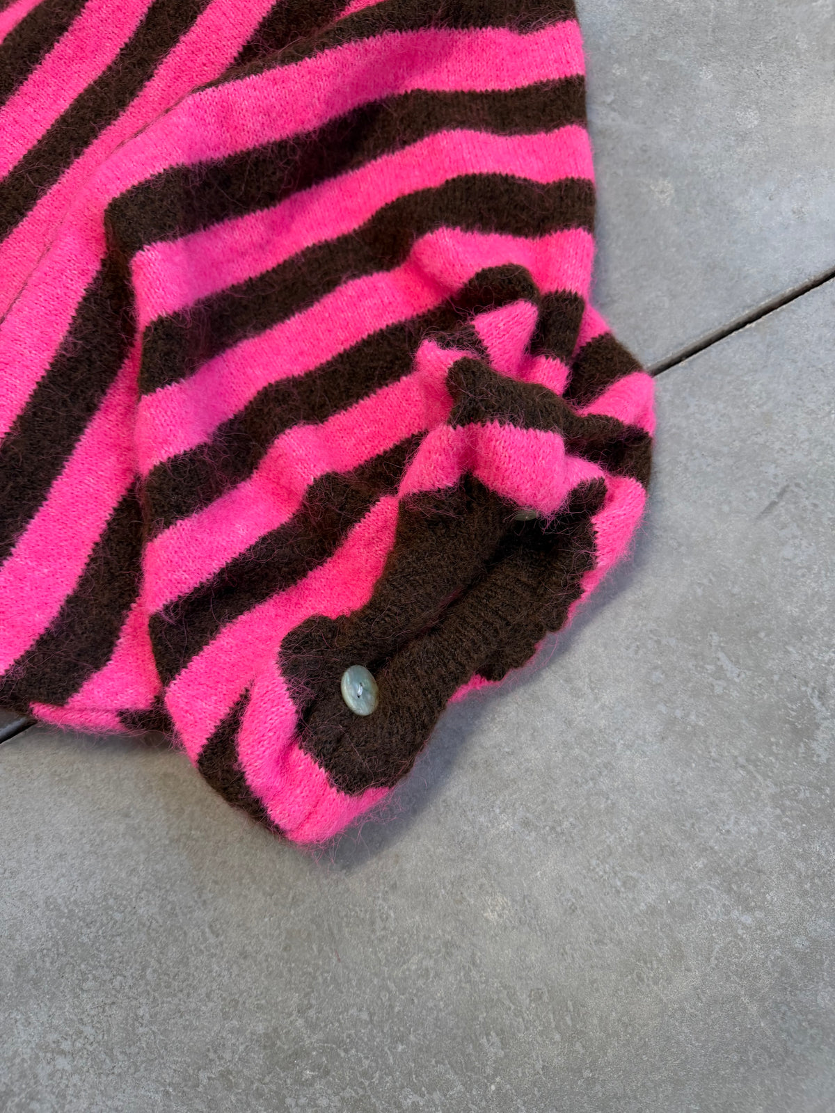 Oversize Strickpullover Stripes mit Alpakaanteil Chokolate pink