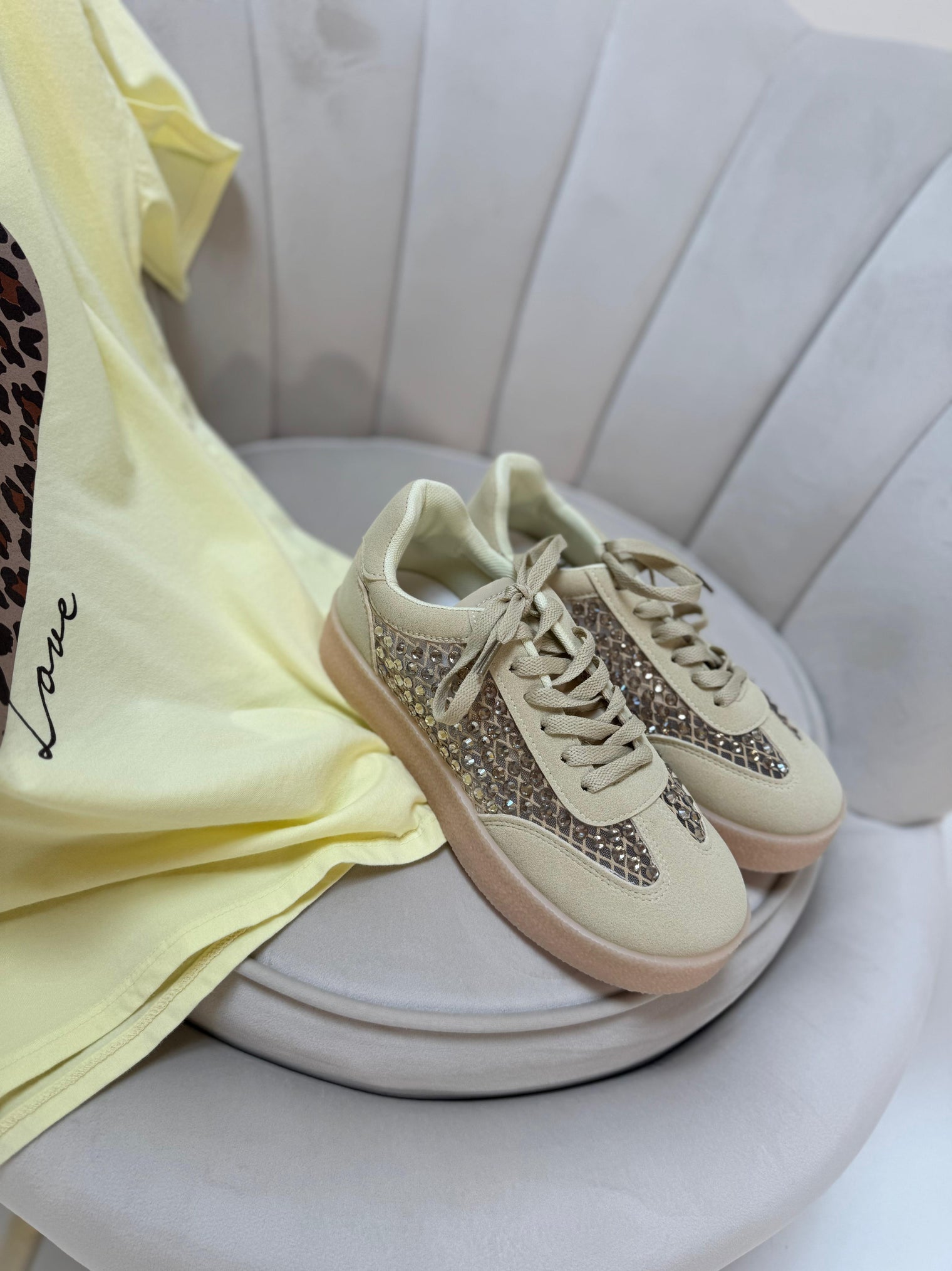 Plateau Sneaker LUXURY SPARKE pastell yellow