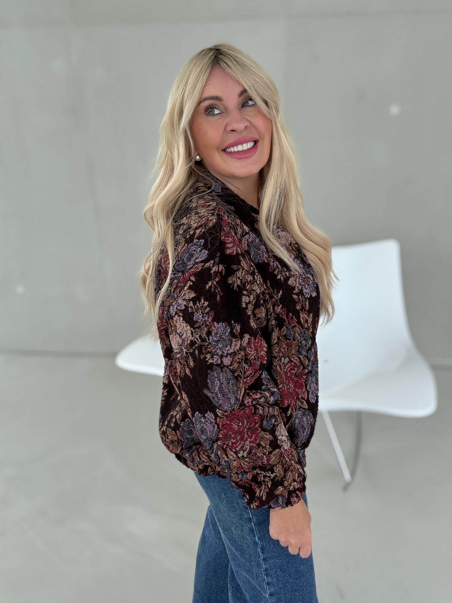 Bomberjacke ROMANTIC FLOWER GARDEN dark brown