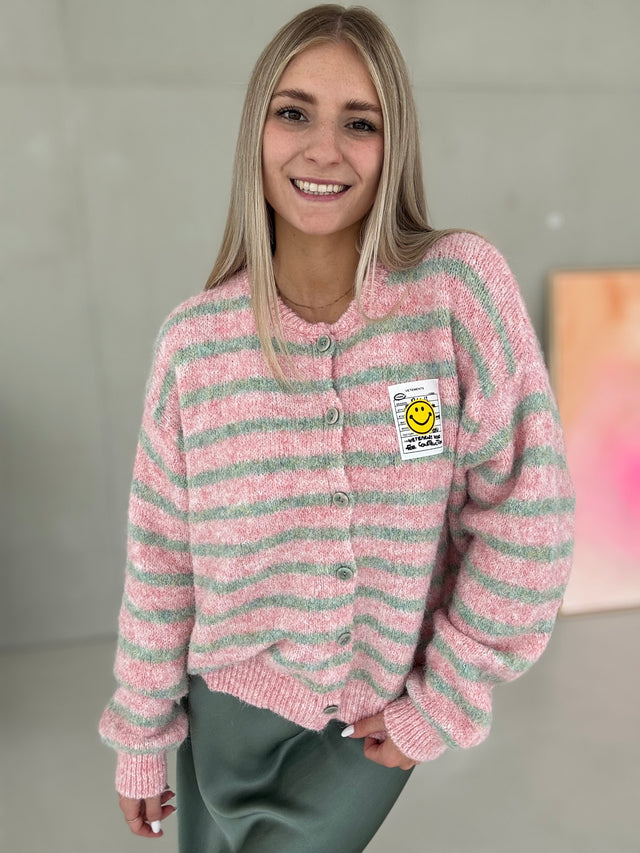 Cardigan ONLY GOOD VIBES rosa/olive