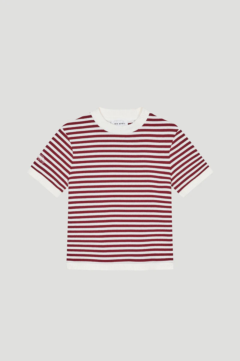 OH APRIL Nuala Striped Tee Cherrywood