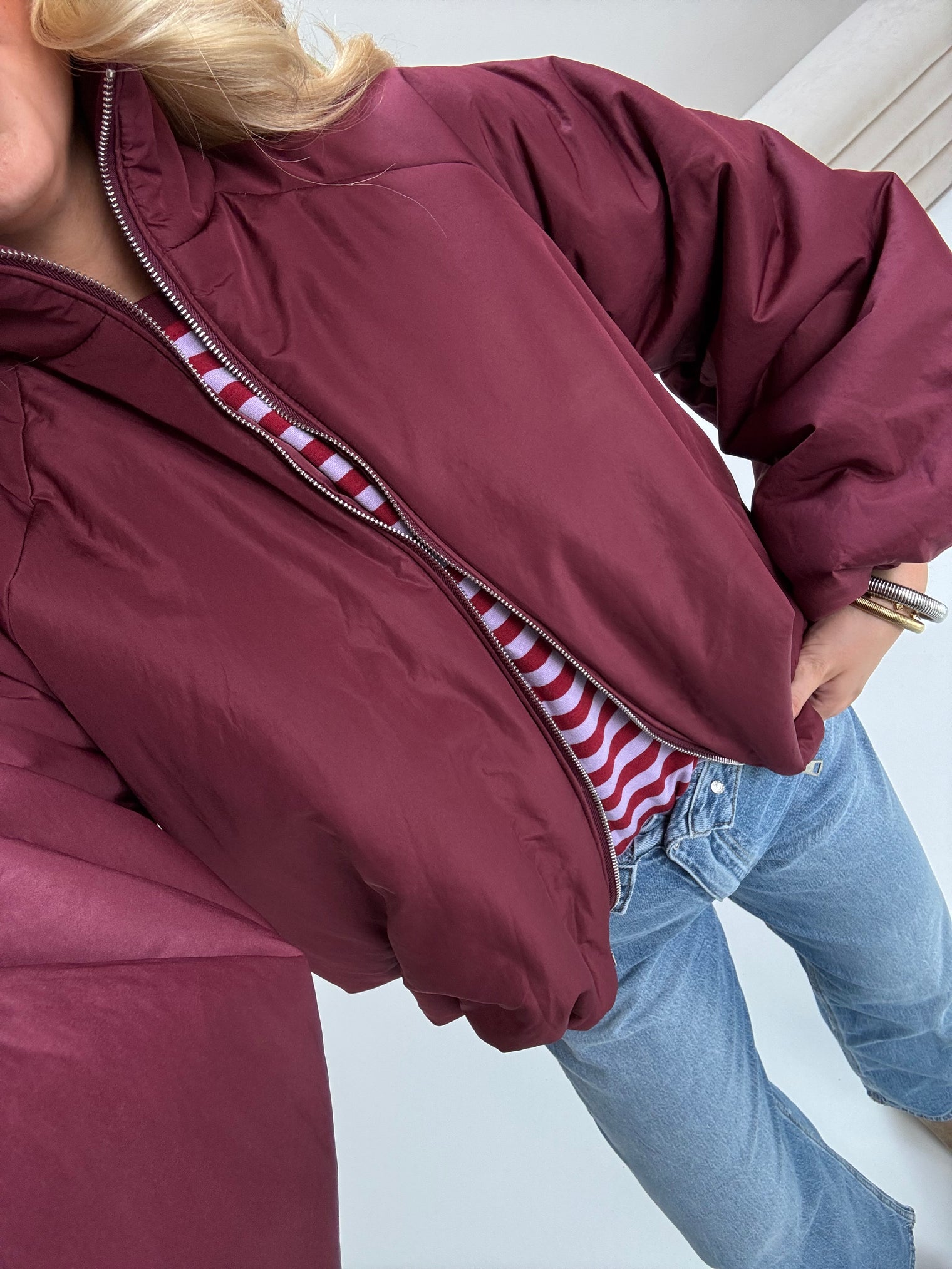 Jacke PUFFY POWER mit Reißverschluss burgundy
