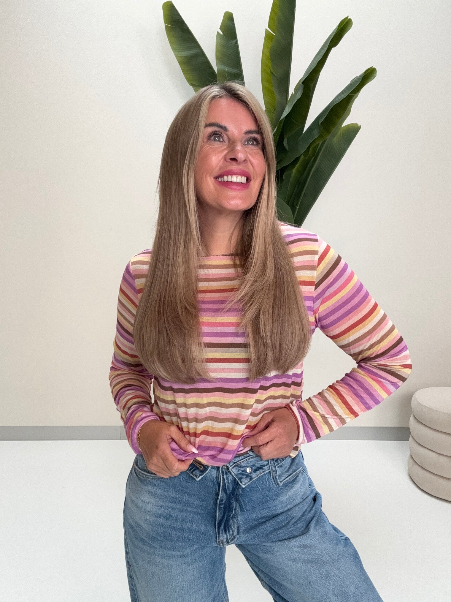 Comfy Stretchy Cashmere Langarmshirt flieder/lila/buttermilk