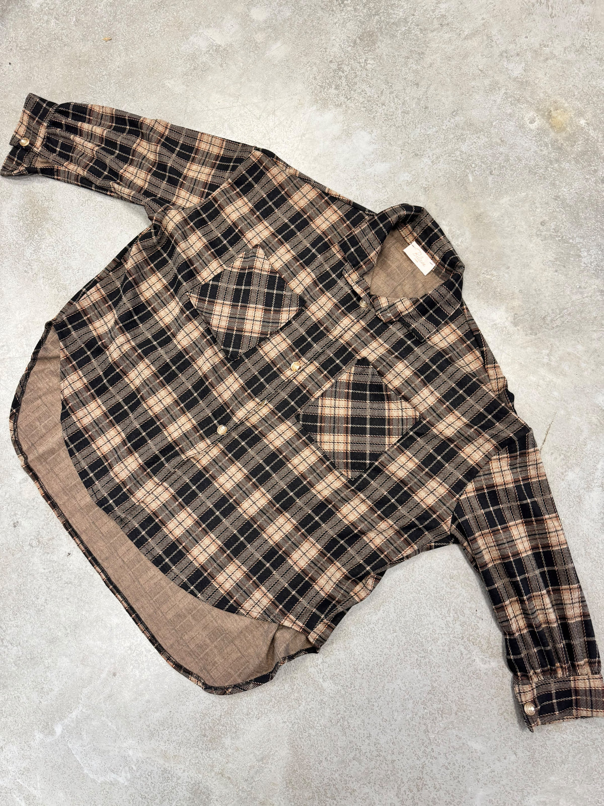 Weiches Oversize Flanellhemd kariert schwarz/creme