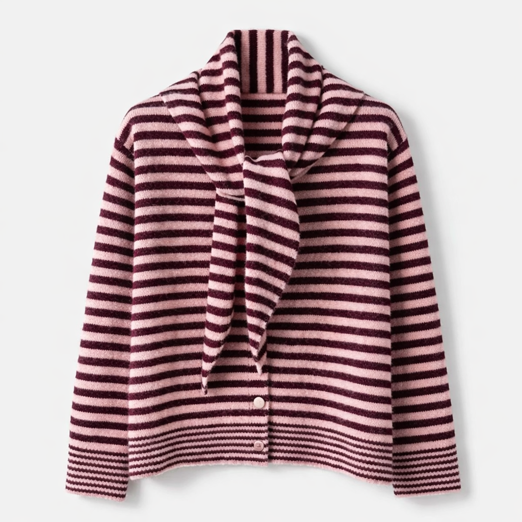 Strickjacke Set mit Tuch Rose Burgundy