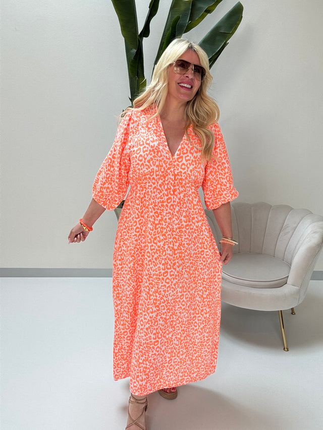 Signature Musselin Kleid Leo Orange