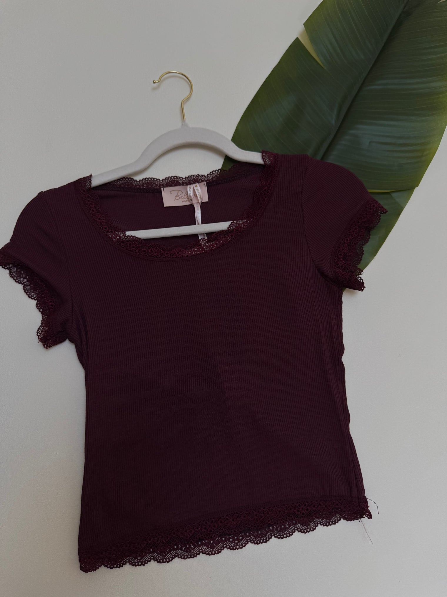 Shirt mit Spitzenrand BASIC PRINCESS burgundy