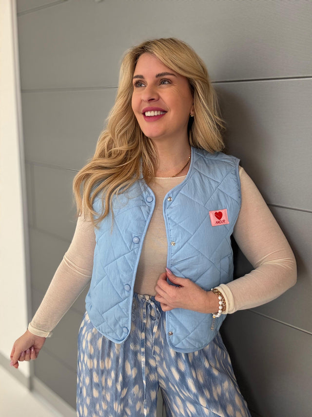 Puffy Weste Spring Lover mit Patch blau