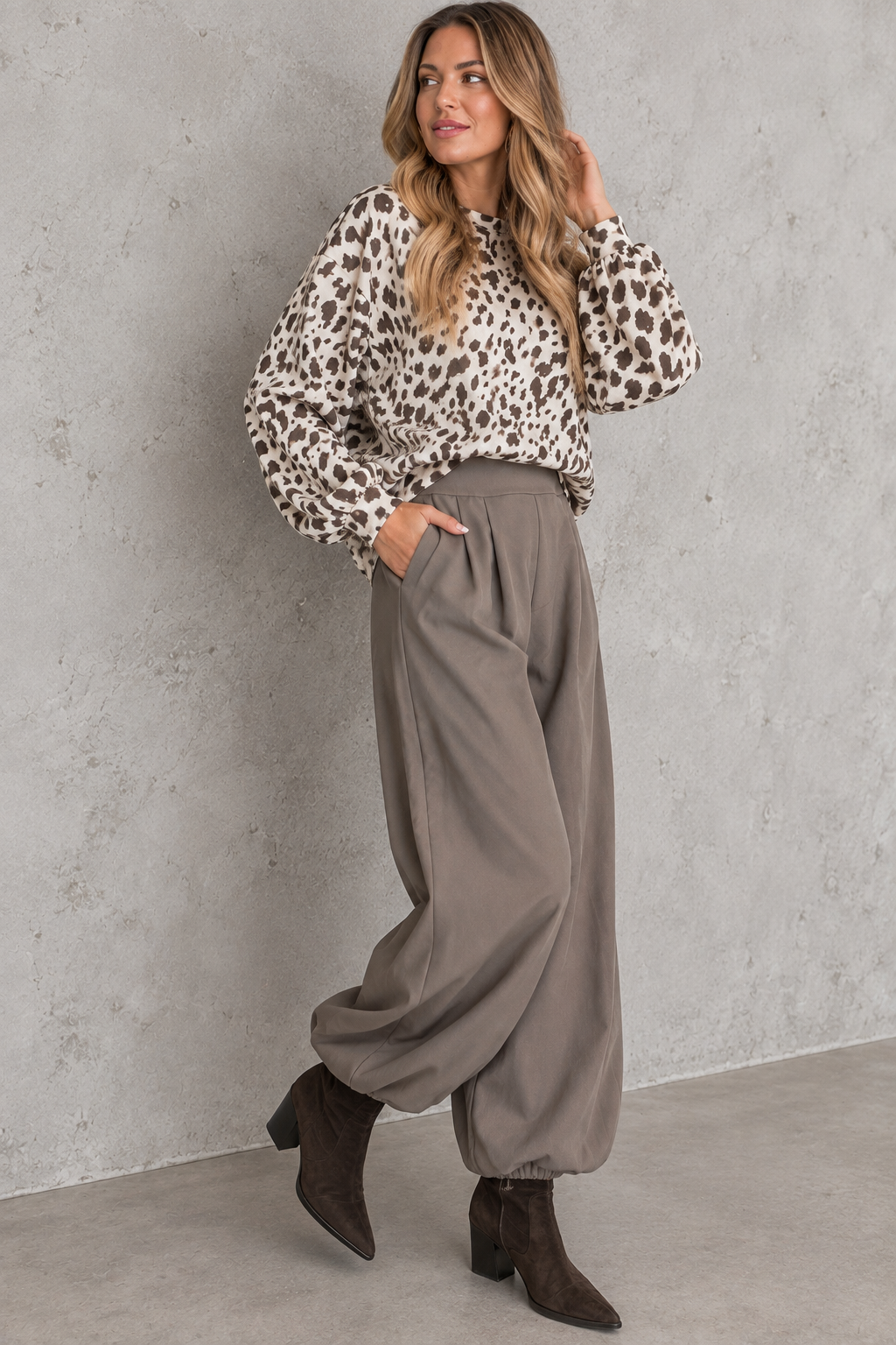 Winter Butterstoff Ballon Hose Taupe