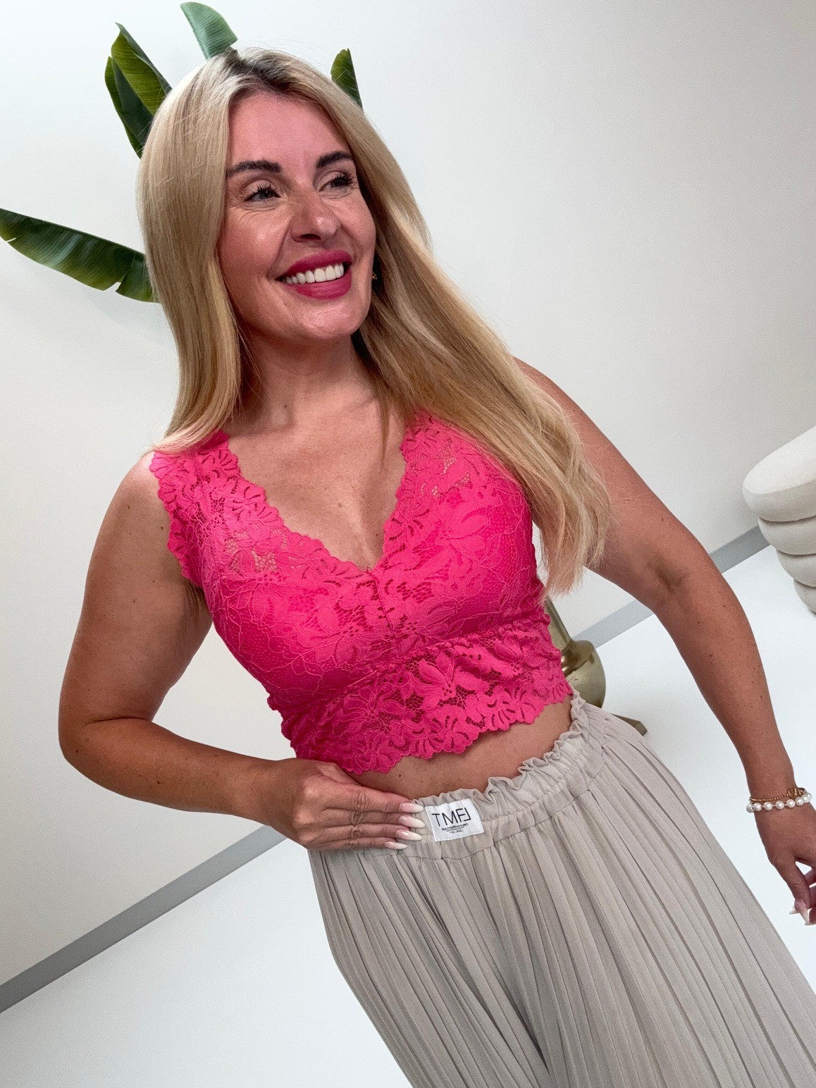 Top mit Spitze LACE LOVE pink