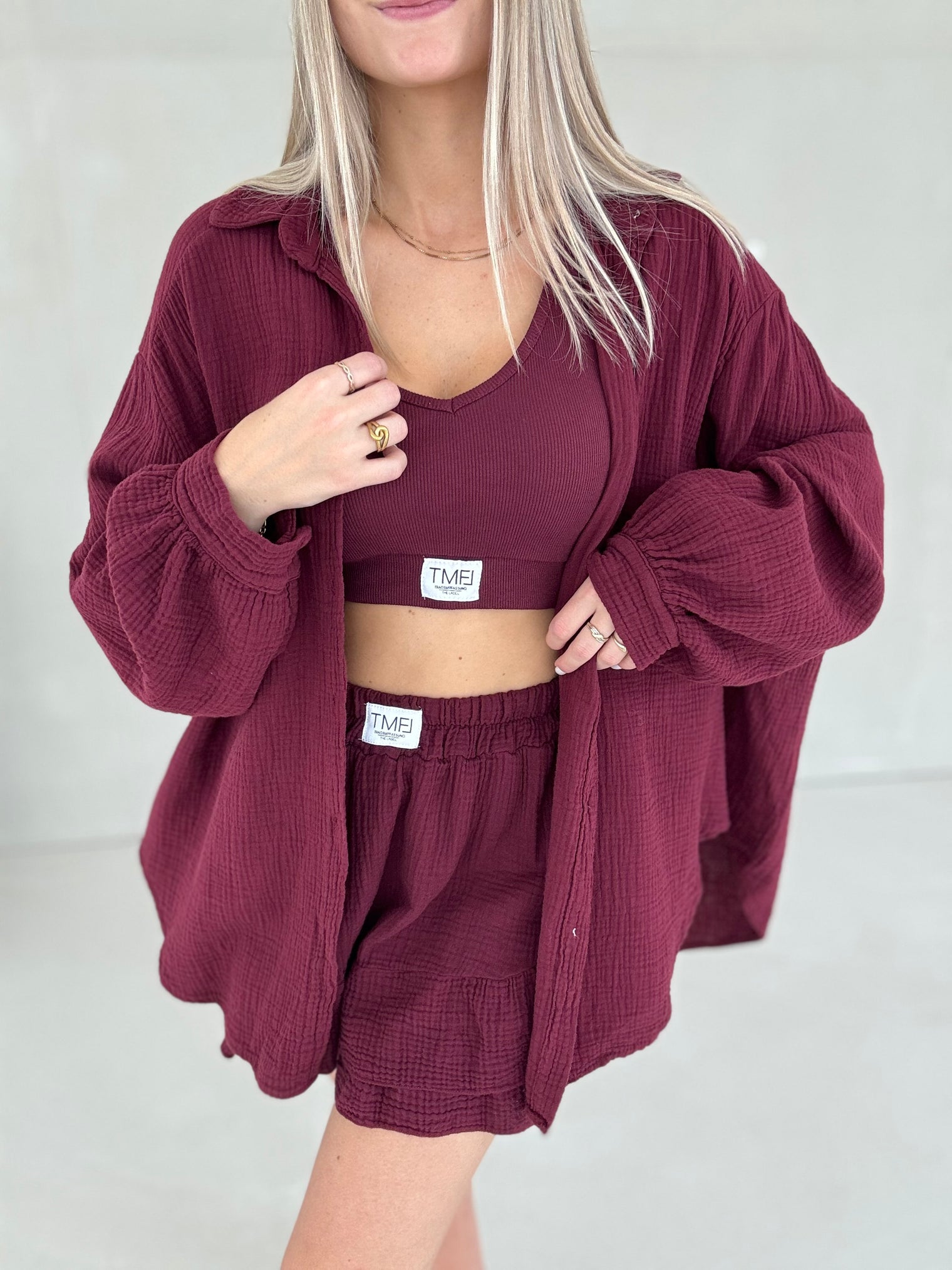 Signature Musselin Bluse BURGUNDY